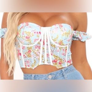 This Moment Floral Corset Top - Blue/combo